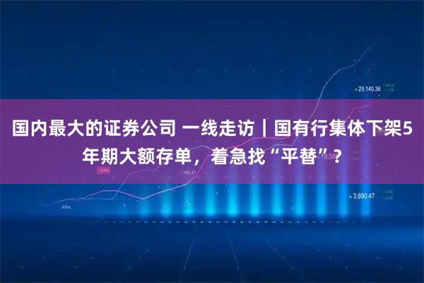 国内最大的证券公司 一线走访｜国有行集体下架5年期大额存单，着急找“平替”？
